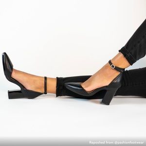 CONVERTIBLE HEEL - Pashion 1.0 The D'Orsay Coal Leather Block 4 Inch